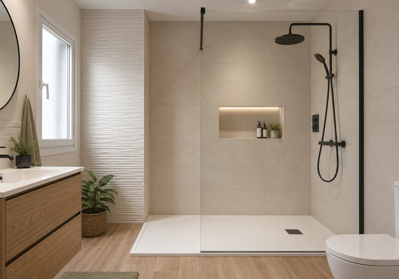 Cambio de bañera por ducha con mampara negra